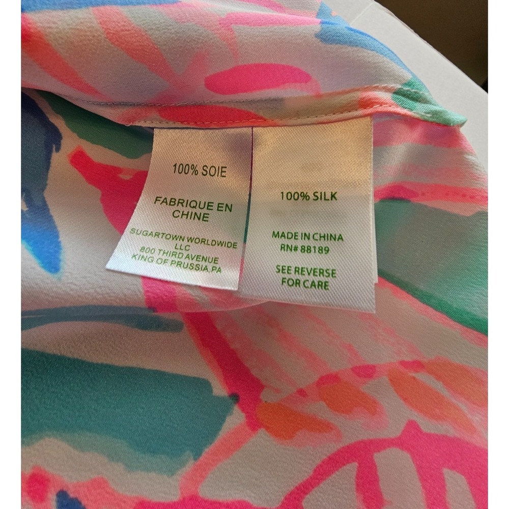LILLY PULITZER Amelia Island Tunic Out to Sea 100% Silk Blouse Top NWT SIZE XL - Picture 9 of 14